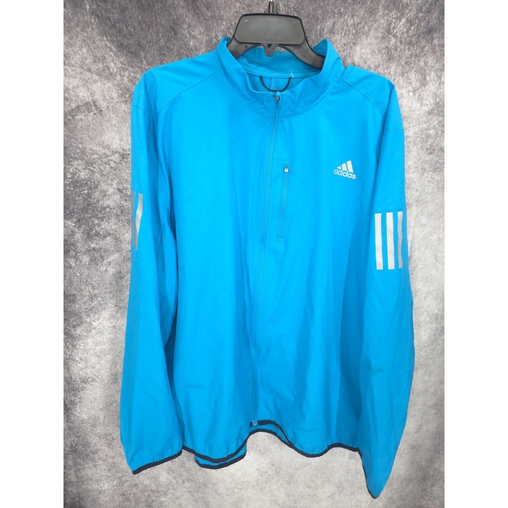Adidas Own The Run Jacket Mens XL Blue Full Zip Running Lightweight Windbreaker
